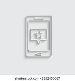 paper star in chat bubble with smaptphone icon vector Feedback icon