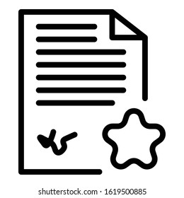 Paper star document icon. Outline paper star document vector icon for web design isolated on white background