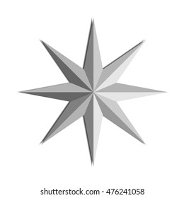 Paper Star. Eight pointed vector star.
