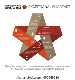 Paper Star Five Steps Slide Template