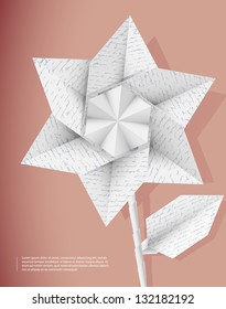 Paper star flower with handwriting texture . Eps10