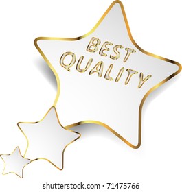 Paper Star With Gold Frame And Description - Best Quality. Vector Illustration.