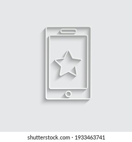paper star icon on phone. User rating sign feedback icon