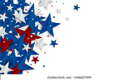 Paper star on white background with copy space Independence day and Holiday banner vector illustration