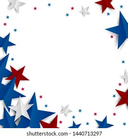 Paper star on white background with copy space Independence day and Holiday banner vector illustration