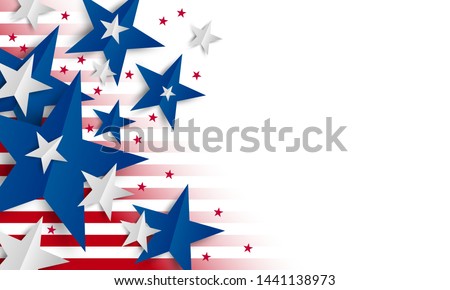 Paper star on white background with copy space Independence day and Holiday banner vector illustration