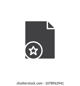 Paper and star vector icon. filled flat sign for mobile concept and web design. Favorite file solid icon. Symbol, logo illustration. Pixel perfect vector graphics