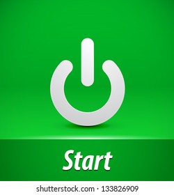 Paper start button on green background