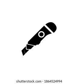 Paper Stationery Cutter Knife, Tool. Flat Vector Icon illustration. Simple black symbol on white background. Paper Stationery Cutter Knife, Tool sign design template for web and mobile UI element