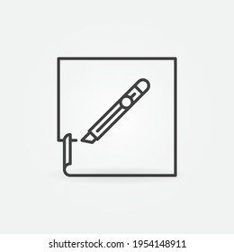 Paper with Stationery Knife outline vector concept icon or design element