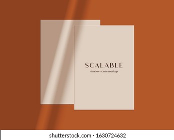 Paper stationery set mockup with shadow overlay. Silhouette effect, trendy modern minimalist design for branding, identity presentation, fashion, wedding invitations, posters. Scalable and editable ve