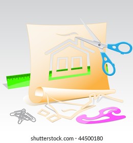 estêncil de papel da casa. ilustração vetorial.