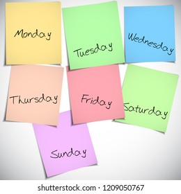 paper stick notepad set in different color. vector illustration concept