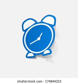 paper sticker: Alarm clock. Isolated illustration icon