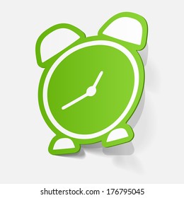 paper sticker: Alarm clock. Isolated illustration icon