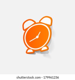 paper sticker: Alarm clock. Isolated illustration icon