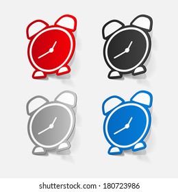 paper sticker: Alarm clock. Isolated illustration icon
