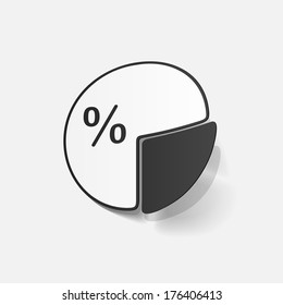 paper sticker: Business pie chart. Isolated illustration icon