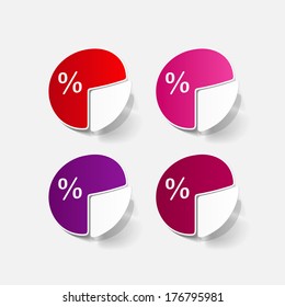paper sticker: Business pie chart. Isolated illustration icon
