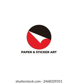 paper sticker circle 3d flat round logo vector 