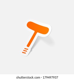 paper sticker: classic corkscrew. Isolated illustration icon