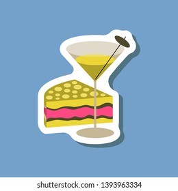 paper sticker Cocktail and cake