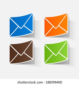 paper sticker: collection of various Envelope white paper. Isolated illustration icon