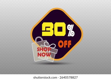 Paper sticker of discount and percentage.