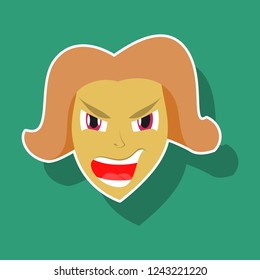paper sticker of evil face