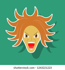 paper sticker of evil face