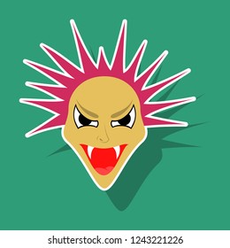 paper sticker of evil face