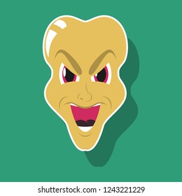 paper sticker of evil face
