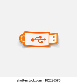 paper sticker: Flash Drive. Isolated illustration icon