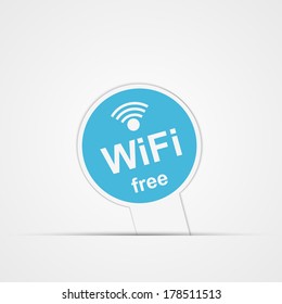 Paper sticker. Free Zone wi-fi. Isolated illustration