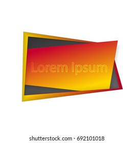 Paper sticker with gradient of red to yellow in black hole with material design, isolated on white background with lettering. Space for text. Vector illustration. Elements for poster, web, design.