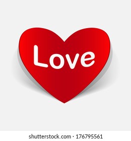 paper sticker:  Heart. Love. Isolated illustration icon