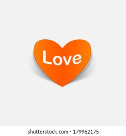 paper sticker:  Heart. Love. Isolated illustration icon