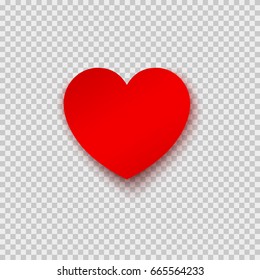 Paper Sticker In Heart Shape With Shadow Isolated On Transparent Background. Vector Empty Note Template For Happy Valentines Day Design