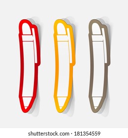 paper sticker: icons pen. Isolated illustration icon