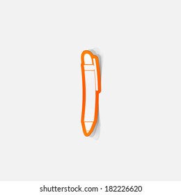 paper sticker: icons pen. Isolated illustration icon