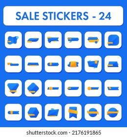 Paper Sticker Or Label, Tag Collection On White And Blue Background.