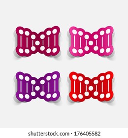 paper sticker: molecule and DNA set for biology or chemistry. Isolated illustration icon