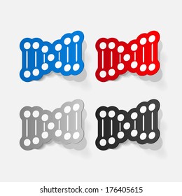 paper sticker: molecule and DNA set for biology or chemistry. Isolated illustration icon