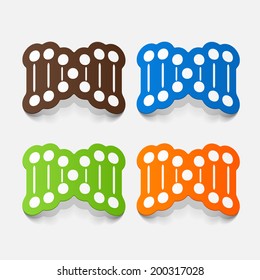 paper sticker: molecule and DNA set for biology or chemistry. Isolated illustration icon