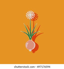 paper sticker on background of allium