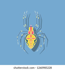 paper sticker on background of Araneus