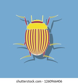 paper sticker on background of Colorado beetle