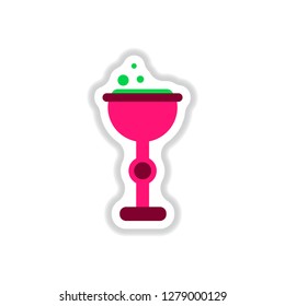 paper sticker on background of cup potion