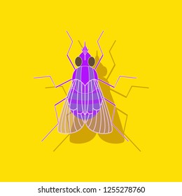 paper sticker on background of fly