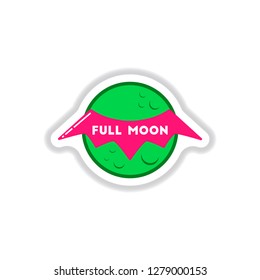 paper sticker on background of full moon bat